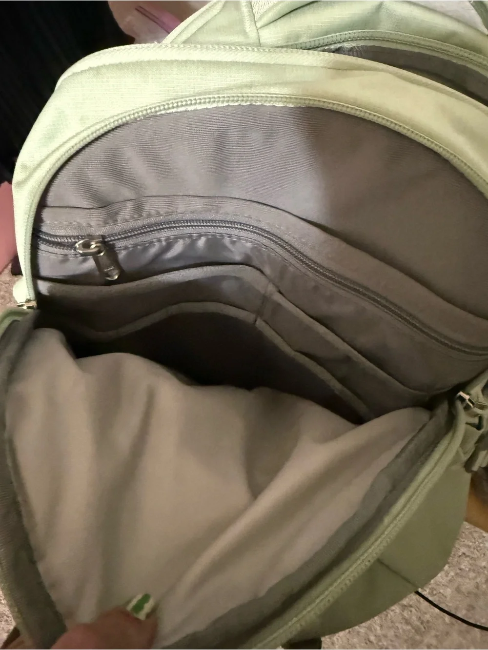 The North Face Sage Green Backpack with Front Pocket